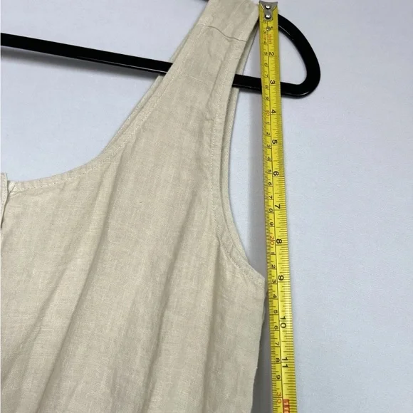 Cloth & Stone Sz M Jumpsuit Linen Drawstring Wide Leg Crop Natural Tan Lagenlook - Picture 7 of 16